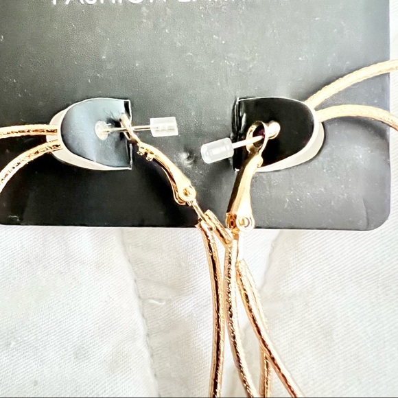 Gold Inner Heart 3” Hoop Earings - Picture 4 of 4